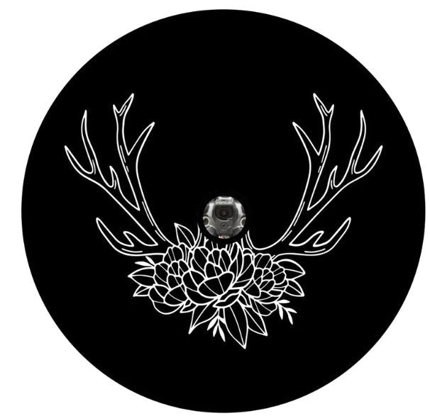 Antlers With Flowers Any Color Spare Tire Cover
