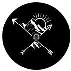 Arrows Crossed With Sunset On The Mountains Spare Tire Cover