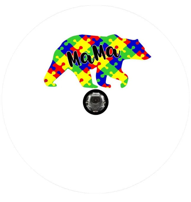 Autism Mama Bear White Spare Tire Cover