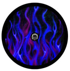 Blue Fire Flames Spare Tire Cover