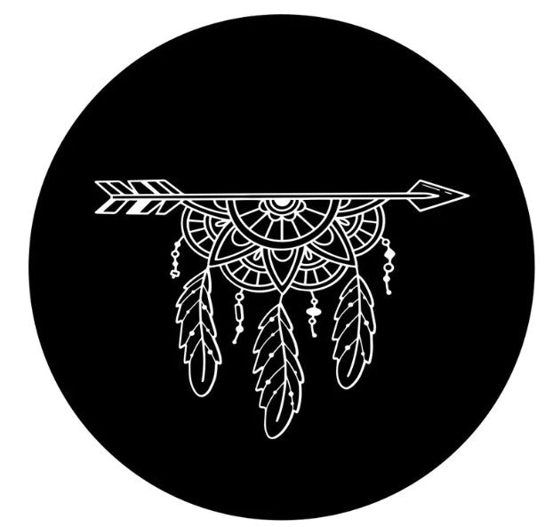 Boho Mandala Arrow With Feathers ( Any Color) Spare Tire Cover