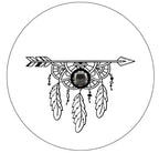 Boho Mandala Arrow With Feathers White ( Any Color) Spare Tire Cover