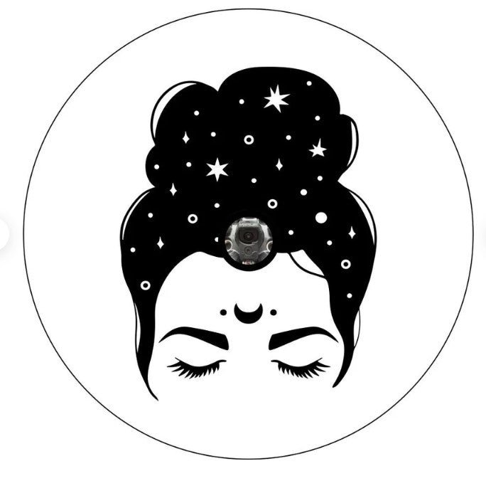 Boho Spiritual Messy Bun White Spare Tire Cover