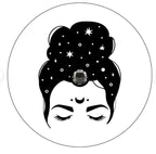 Boho Spiritual Messy Bun White Spare Tire Cover