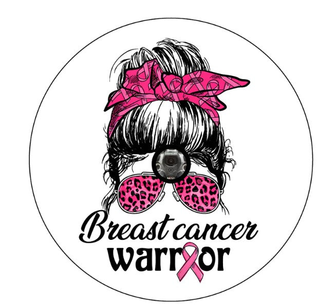 Breast Cancer Warrior White Spare Tire Cover