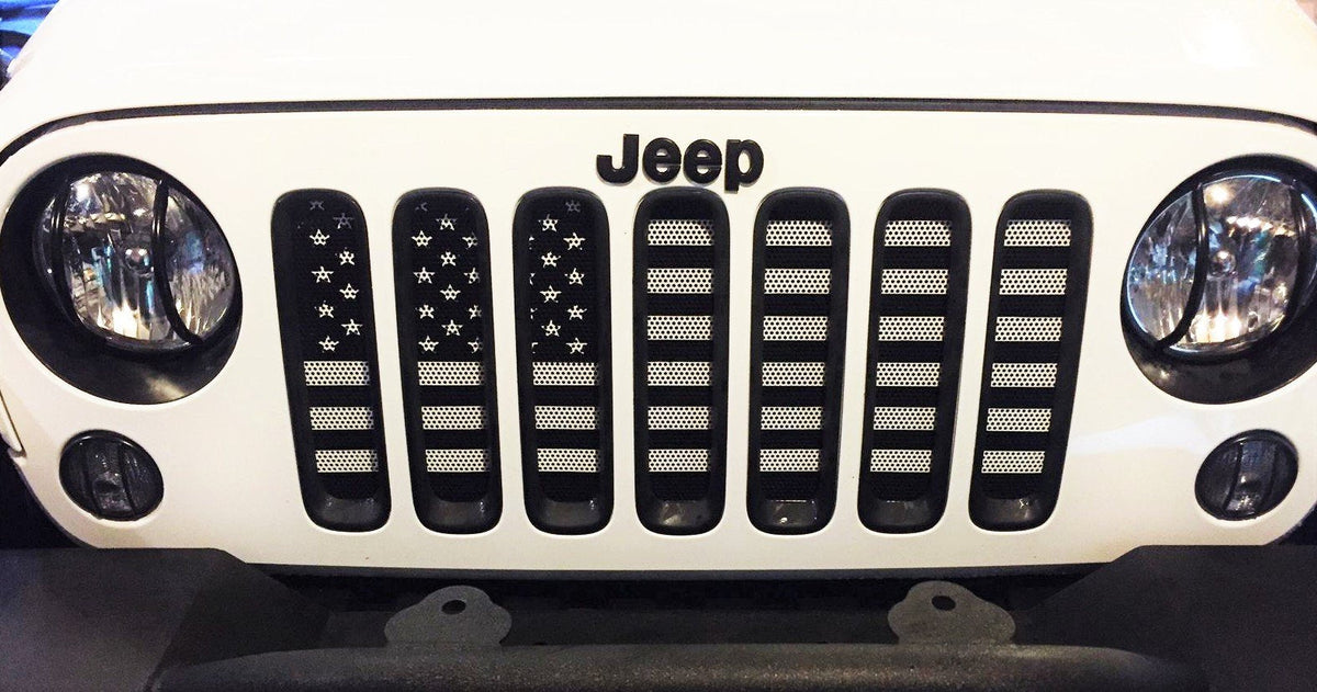 Platinum Black and White American Flag Grille Insert