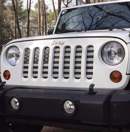 Black and White American Flag Grille Insert