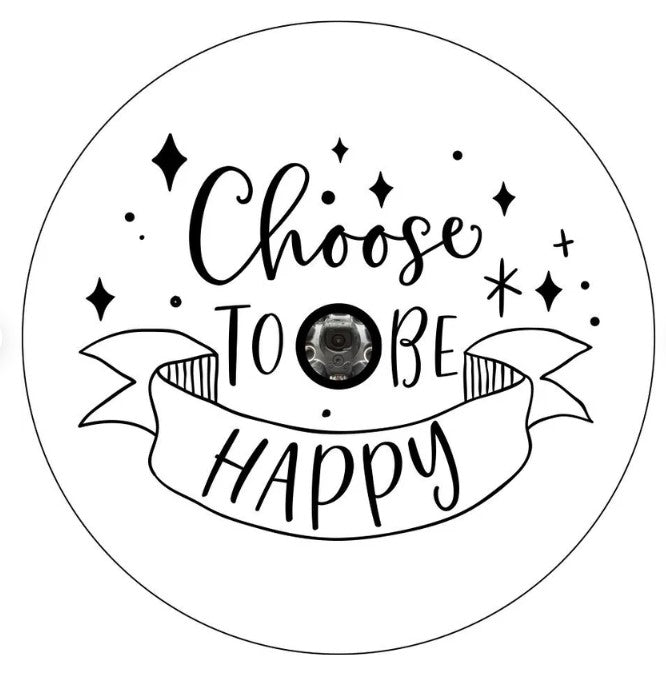 Choose To Be Happy White Spare Tire Cover