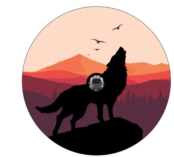 Colorful Wolf Howling On The Mountain Spare Tire Cover