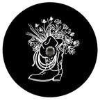 Cowboy Boot With Hat & Flowers Spare Tire Cover
