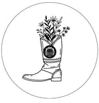 Cowboy Boot With Flowers White Spare Tire Cover