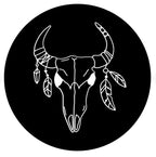 Cow Skull With Feathers Spare Tire Cover