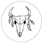 Cow Skull With Feathers White Spare Tire Cover