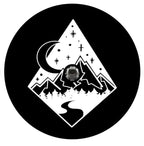 Diamond Mountain Moon & Stars White Spare Tire Cover