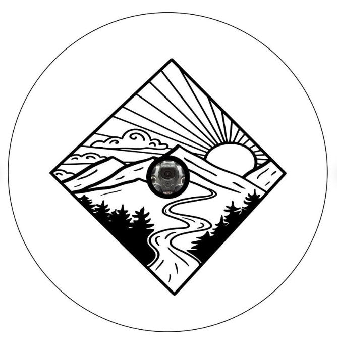 Diamond Mountain Sunset With River White Spare Tire Cover