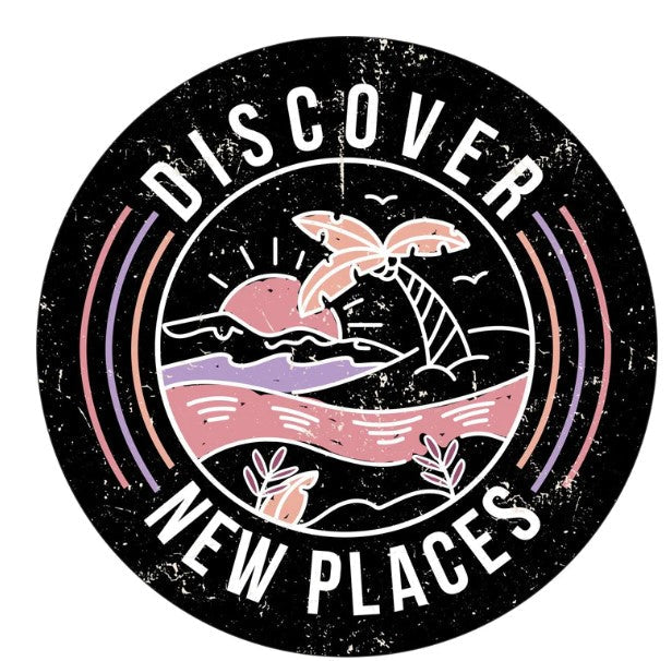 Discover New Places Retro Beach Spare Tire Cover