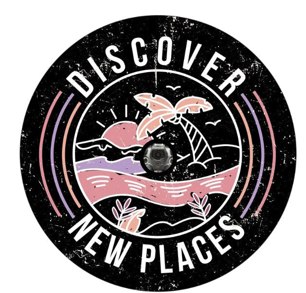 Discover New Places Retro Beach Spare Tire Cover