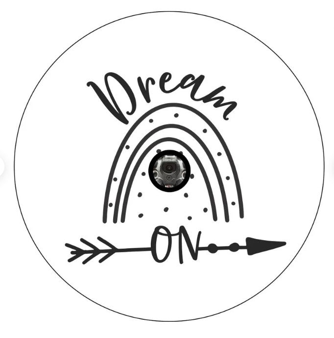 Dream On Rainbow & Arrow White Spare Tire Cover