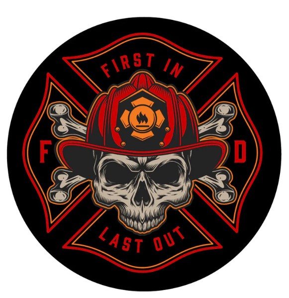 Firefighter Skull Spare Tire Cover