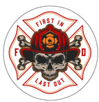 Firefighter Skull White Spare Tire Cover