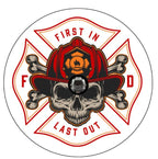 Firefighter Skull White Spare Tire Cover