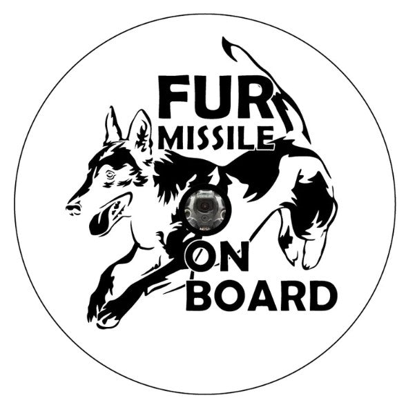 Fur Missile On Board Belgian Malinois White Spare Tire Cover