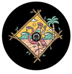 Girl On A Flamingo At The Beach With A Drink Spare Tire Cover