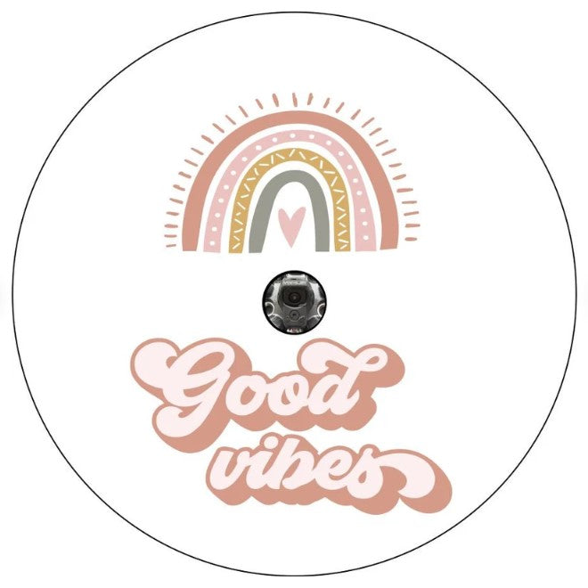 Good Vibes Rainbow White Spare Tire Cover
