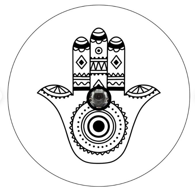 Hamso Hand Yoga Spirituality Om White Spare Tire Cover