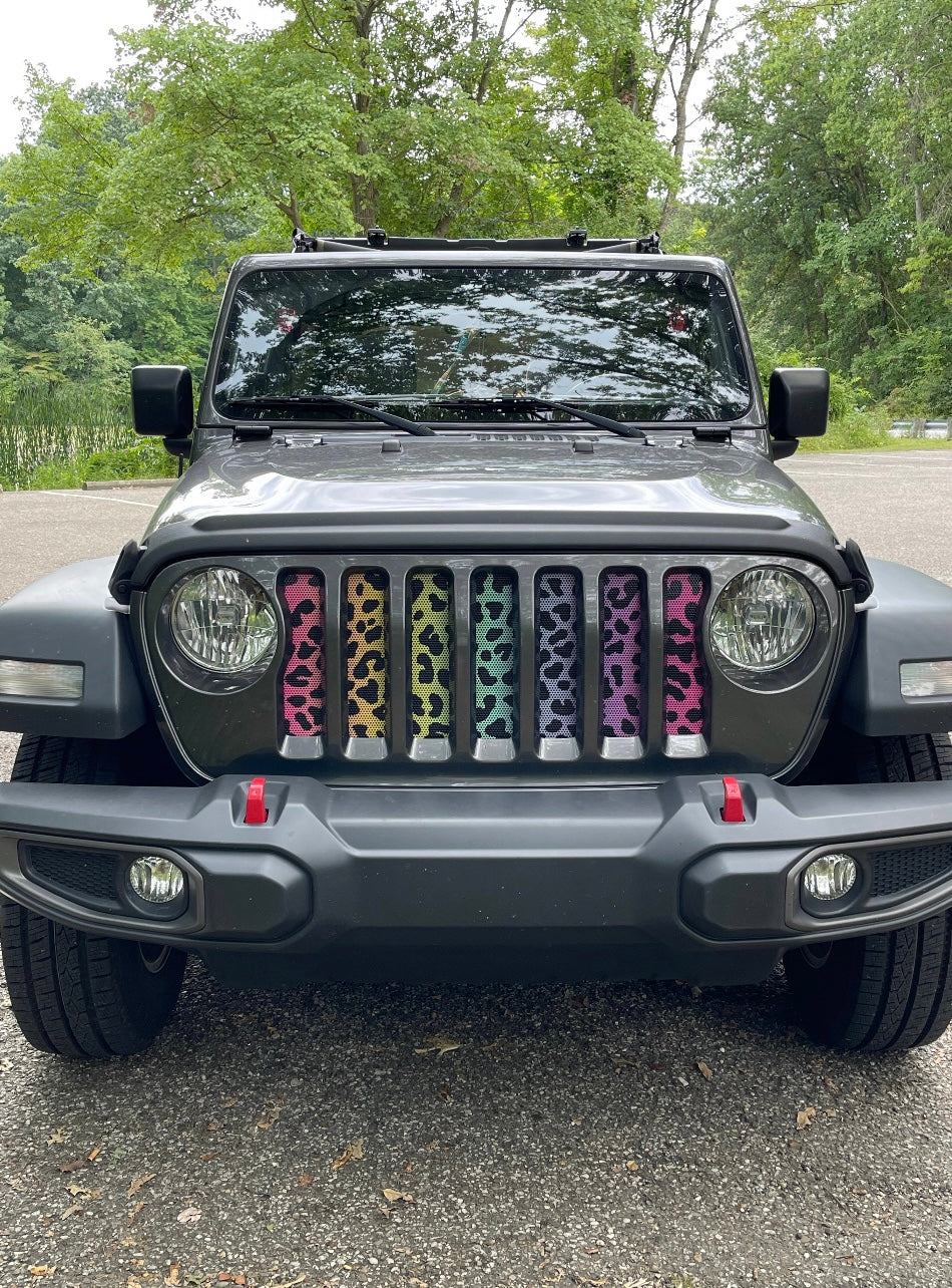 Platinum Rainbow Cheetah Print Grille Insert