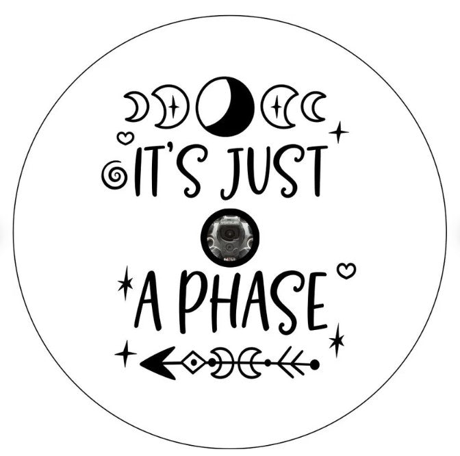 It's Just A Phase Moon & Arrow White Spare Tire Cover