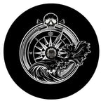 Jolly Roger Compass Skull With A Wave Spare Tire Cover