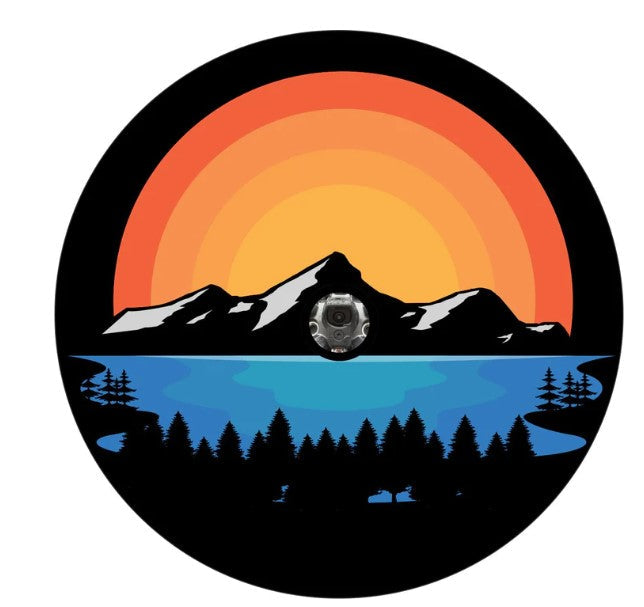 Landscape Mountain Sun Lake Spare Tire Cover