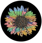 Leopard Sunflower With American Flag Spare Tire Cover
