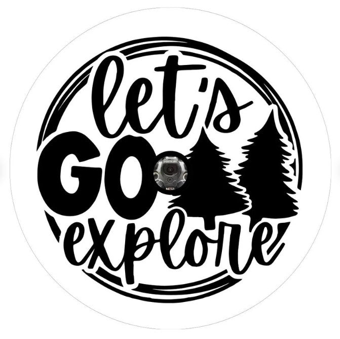 Let's Go Explore White Spare Tire Cover
