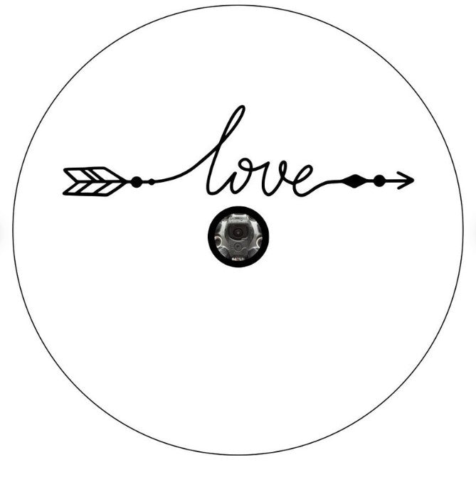 Love Arrow White Spare Tire Cover