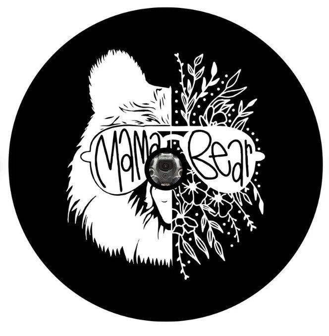 Mama Bear Sunglasses With Flowers Spare Tire Cover