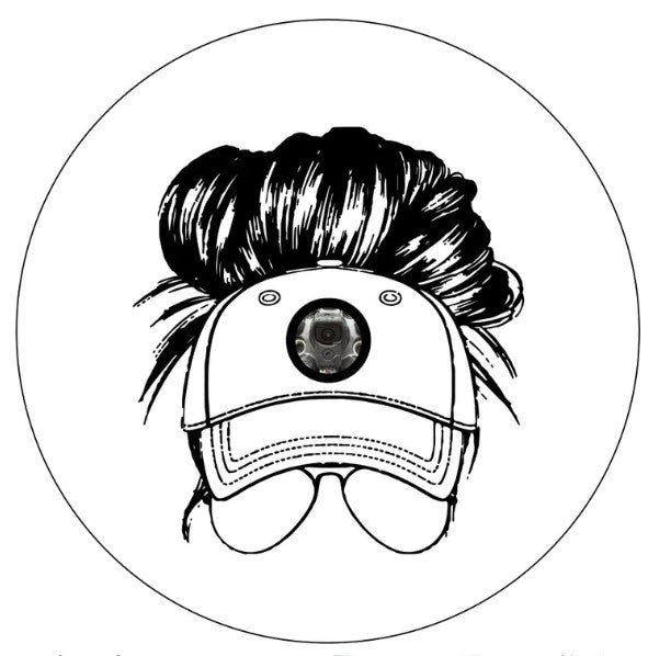 Messy Bun In Baseball Cap With Sunglasses White (Any Color) Spare Tire Cover