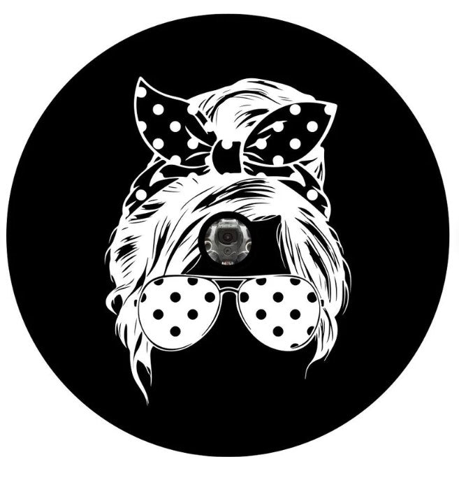 Messy Bun Polka Dot Sunglasses (Any Color) Spare Tire Cover