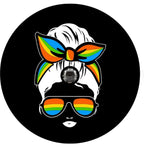 Messy Bun Rainbow Bandana & Sunglasses (Any Color) Spare Tire Cover