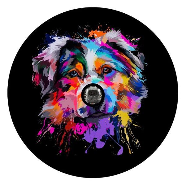 Mosaic Australian Shepherd Dog Spare Tire Cover