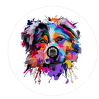 Mosaic Australian Shepherd Dog White Spare Tire Cover