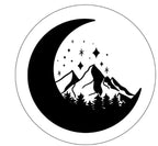 Mountain Inside The Crescent Moon White (Any Color) Spare Tire Cover