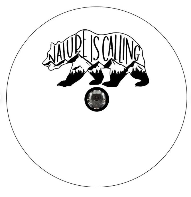 Nature Is Calling Bear White Spare Tire Cover