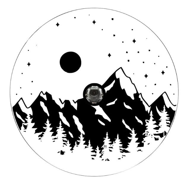 Night Sky In The Mountains With Pine Trees White (Any Color) Spare Tire Cover