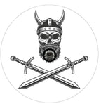 Nordic Viking Warrior Skull & Swords White Spare Tire Cover