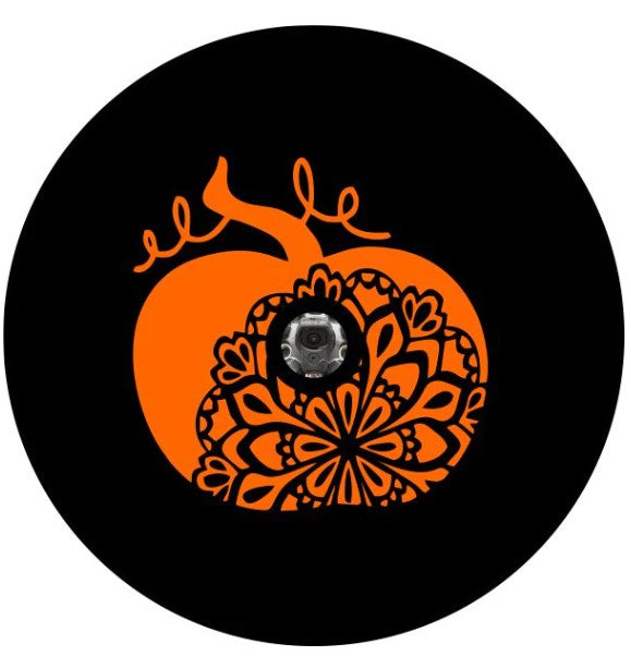 Orange Pumpkin & Mandala Spare Tire Cover
