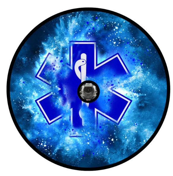 Paramedic Insignia Blue Explosion Spare Tire Cover
