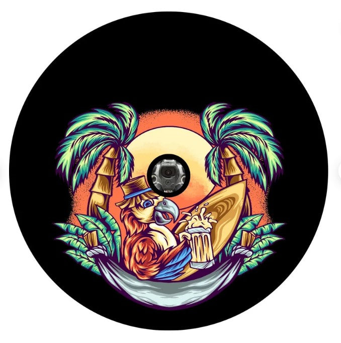 Parrot In A Hammock At Sunset Spare Tire Cover