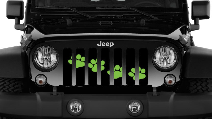 Puppy Paw Prints Green Diagonal Grille Insert